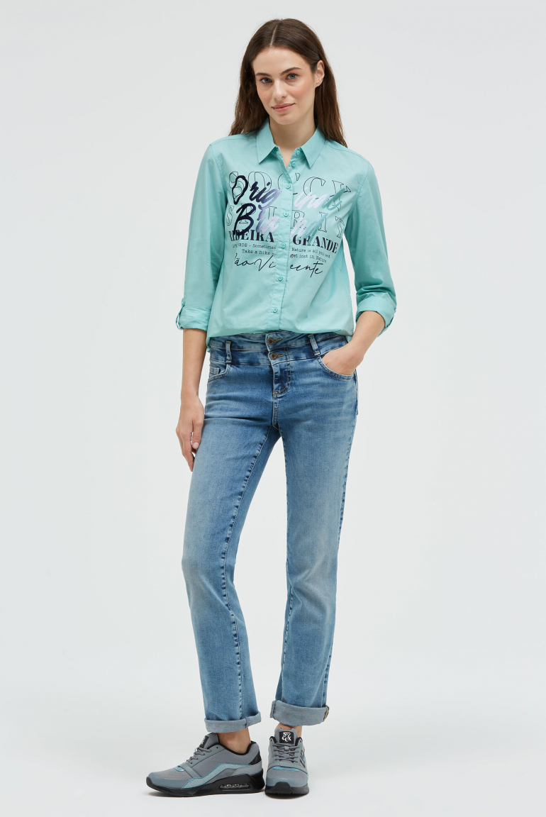 Halenka s dlouhým rukávem a semišovým potiskem