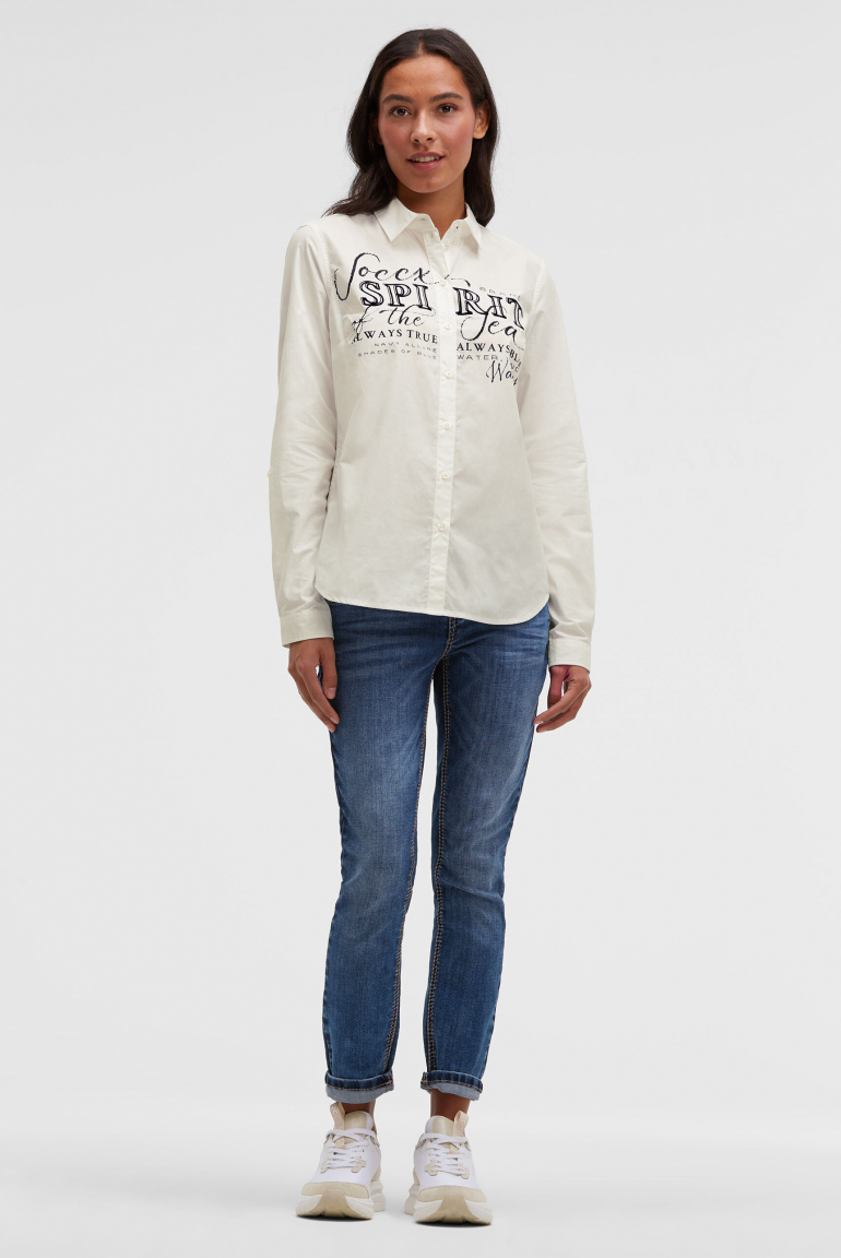 Halenka s dlouhým rukávem a semišovým potiskem loga