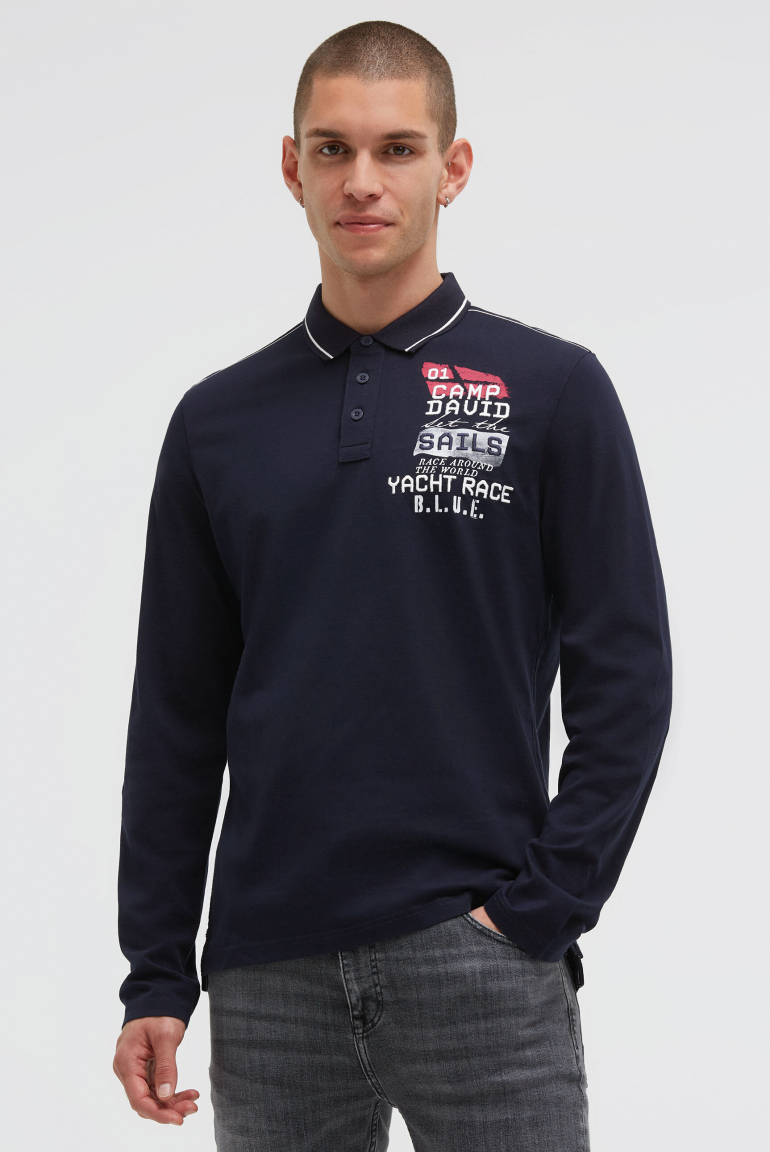 Polo tričko s dlouhým rukávem a artworkem na zádech