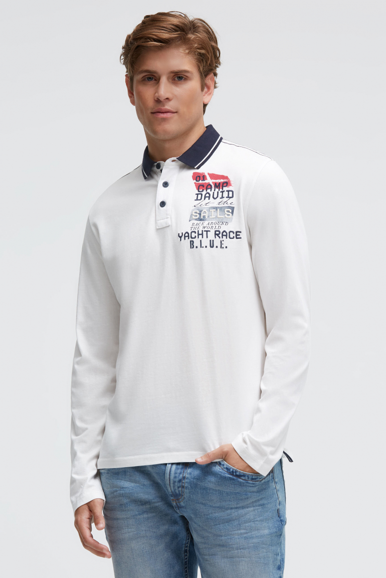 Polo tričko s dlouhým rukávem a artworkem na zádech