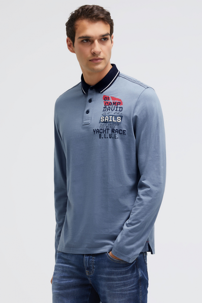 Polo tričko s dlouhým rukávem a artworkem na zádech