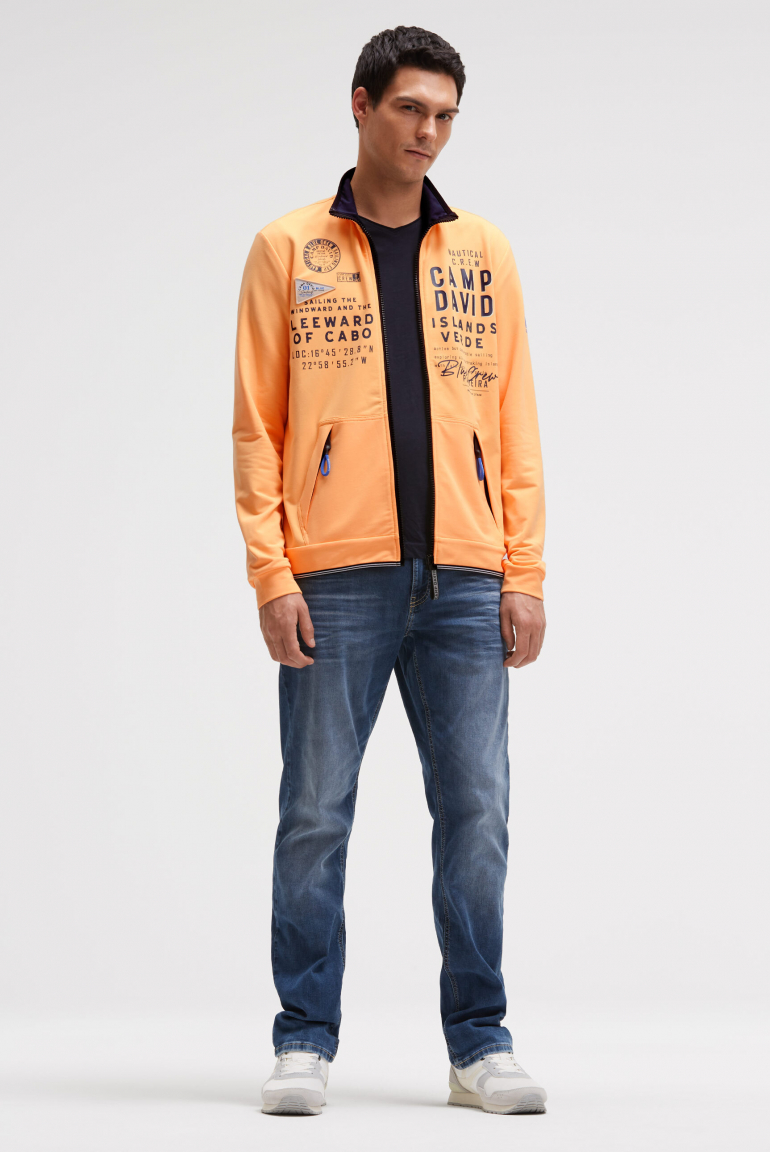 Lehká mikina na zip s potisky značky