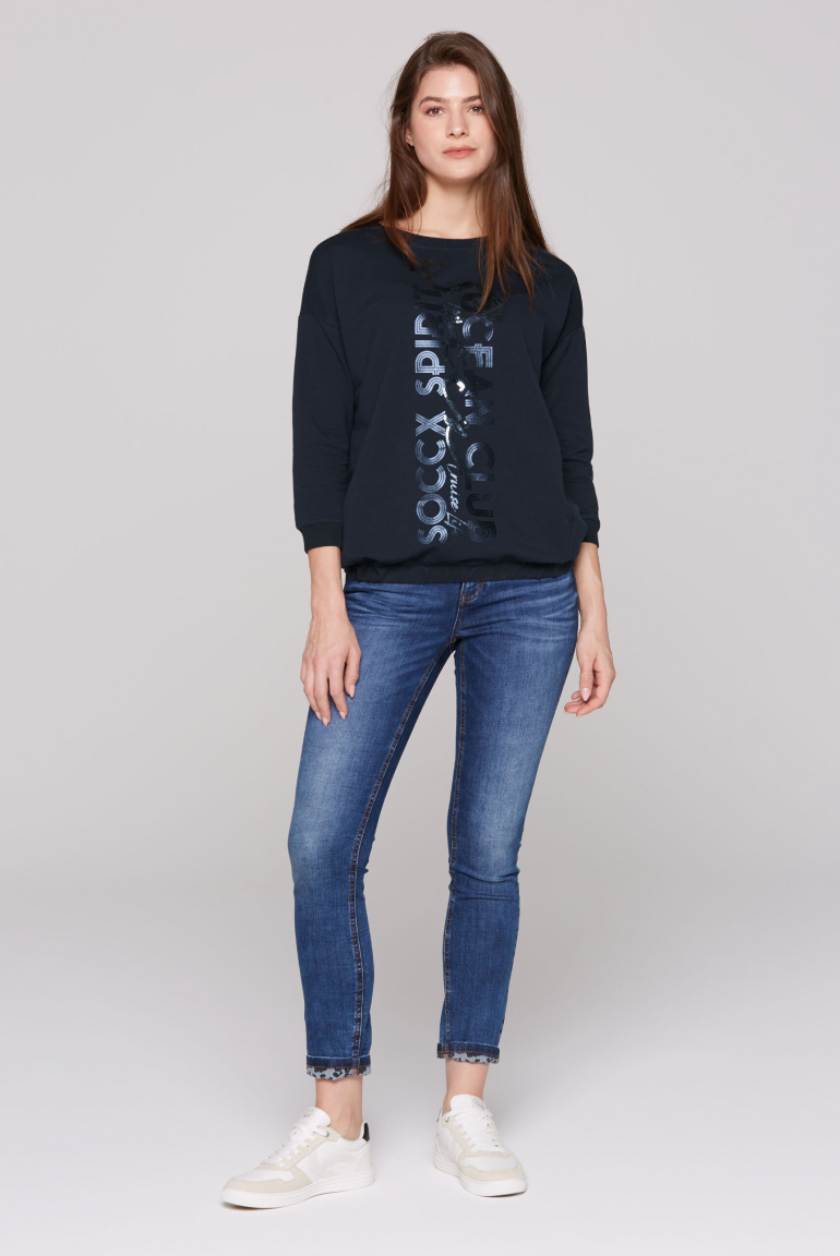 Oversized mikina s artworkem s flitry