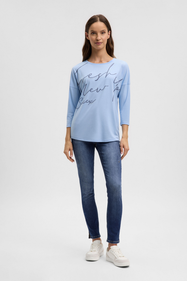 Tričko s kulatým výstřihem, artworkem a zkrácenými rukávy