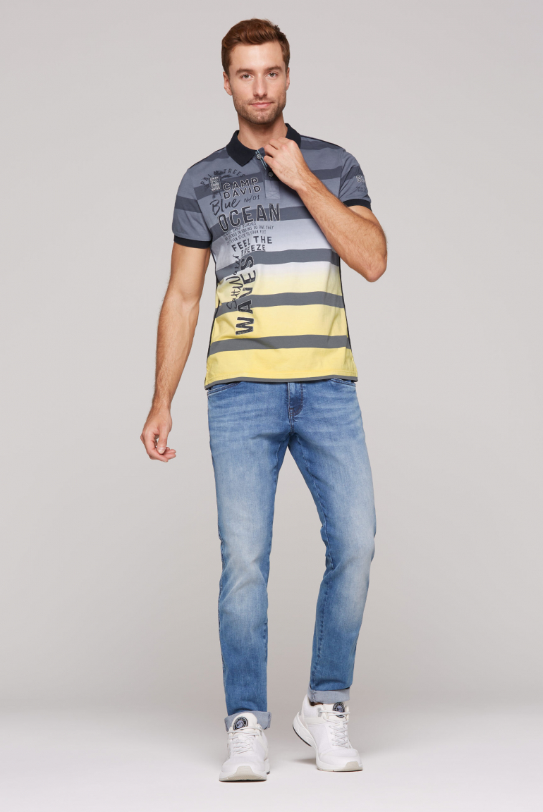 Pruhované dip dye polo tričko s artworkem loga