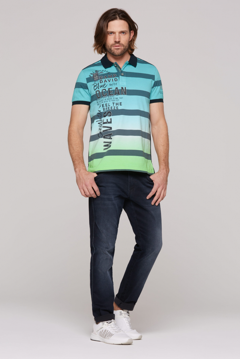 Pruhované dip dye polo tričko s artworkem loga