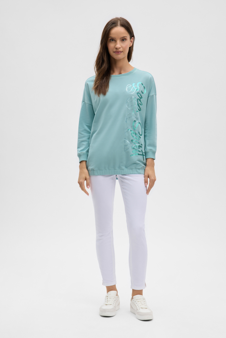 Mikina s elastickým lemem a flitrovým logem