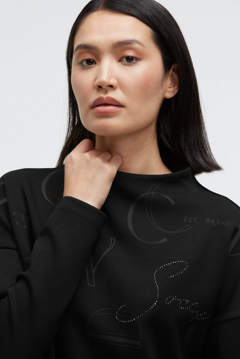 Boxy mikina s potiskem a ozdobnými kamínky