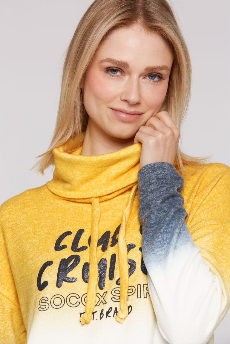 Dip Dye nadýchaný pletený svetr s vysokým límcem