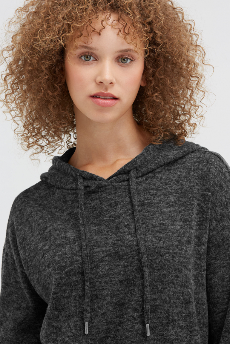 Mikina s kapucí z flaušového úpletu