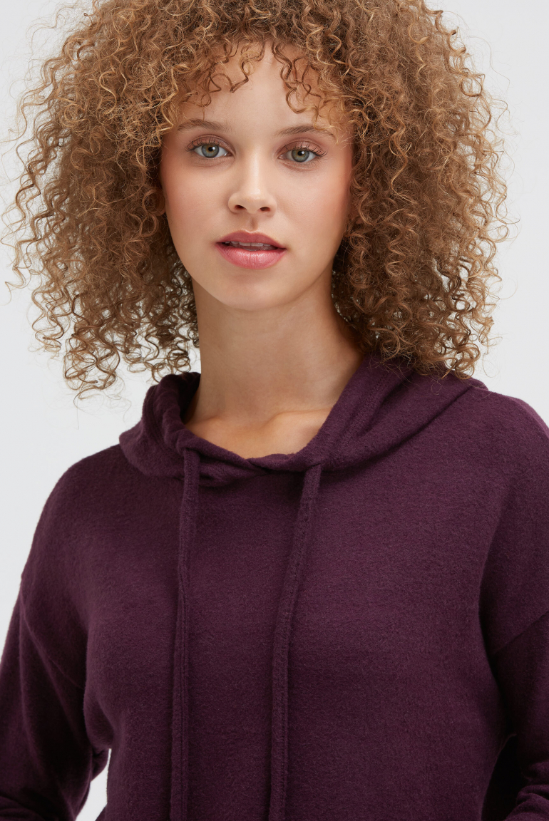 Mikina s kapucí z flaušového úpletu