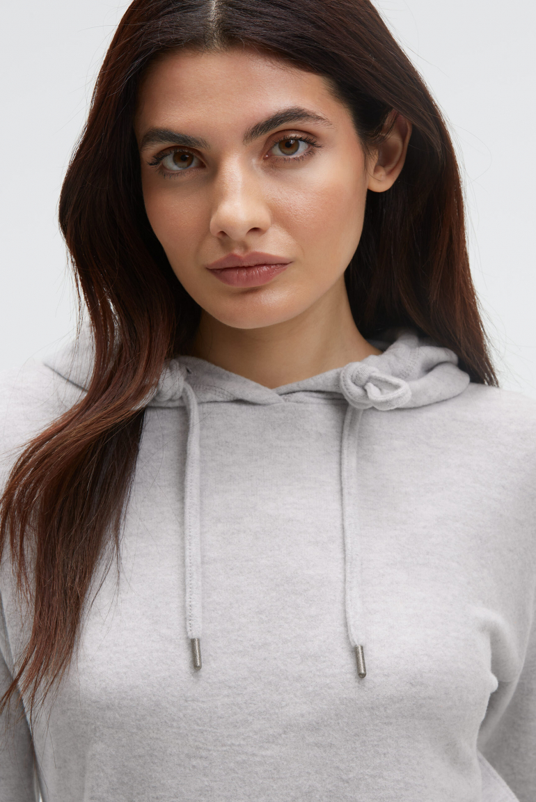 Mikina s kapucí z flaušového úpletu