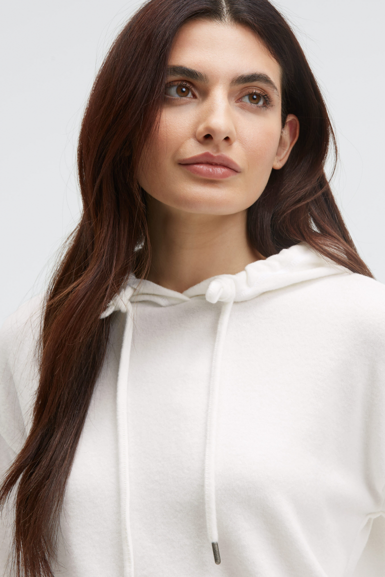 Mikina s kapucí z flaušového úpletu