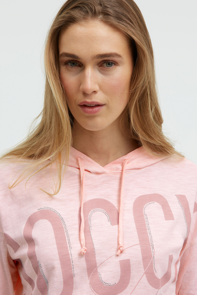 Tričko s dlouhým rukávem, kapucí a artworkem loga