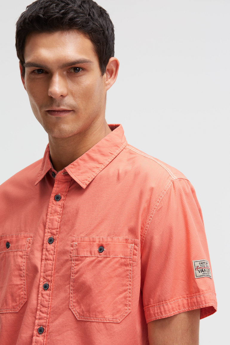 Košile s krátkým rukávem a diagonální dobby strukturou