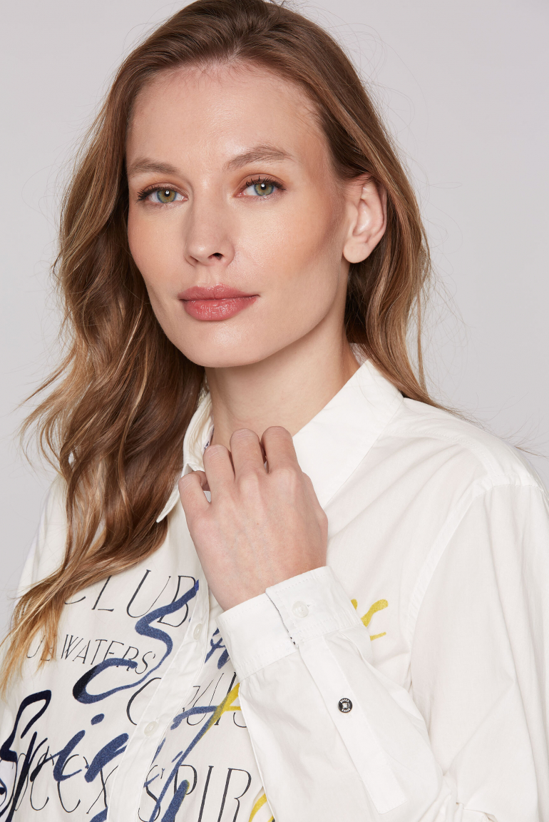 Halenka s dlouhými rukávy a potiskem s jemnou texturou