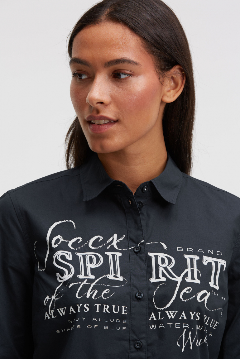 Halenka s dlouhým rukávem a semišovým potiskem loga