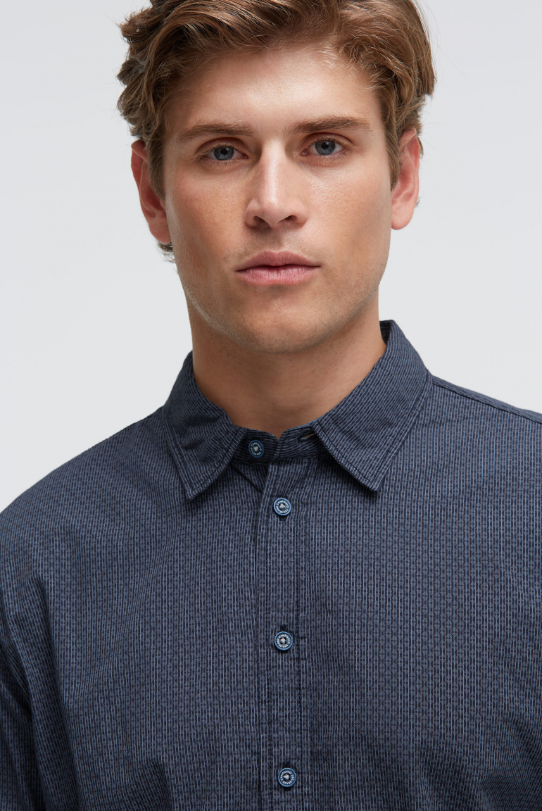 Košile s dlouhým rukávem s celoplošným potiskem a pruhy