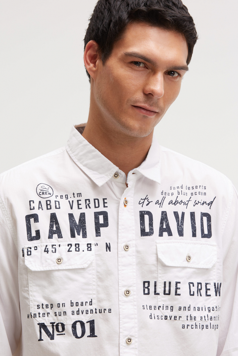 Košile s dlouhým rukávem, klopovými kapsami a potisky