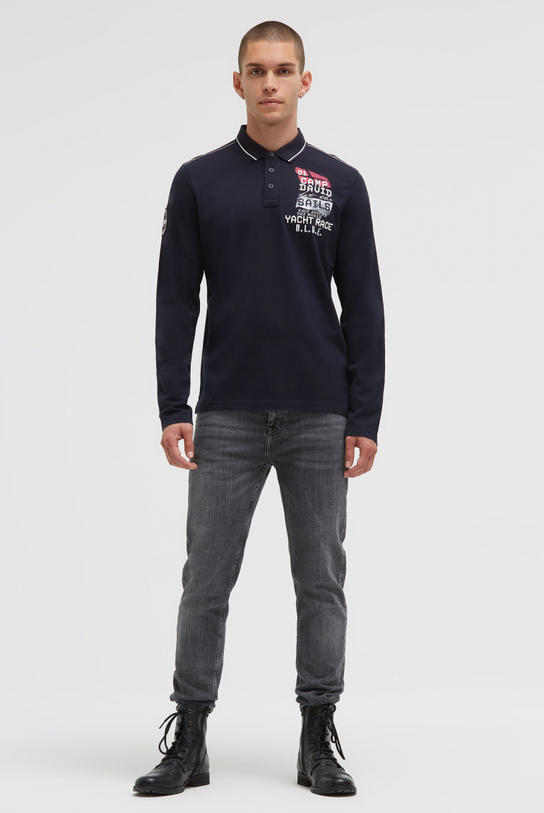 Polo tričko s dlouhým rukávem a artworkem na zádech