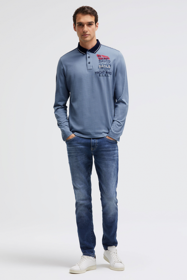 Polo tričko s dlouhým rukávem a artworkem na zádech