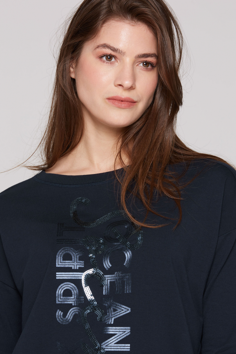 Oversized mikina s artworkem s flitry