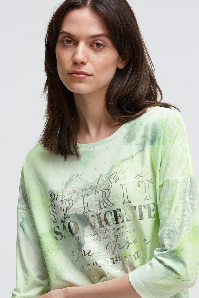 Tričko s batikovým celoplošným potiskem a 3/4 rukávy