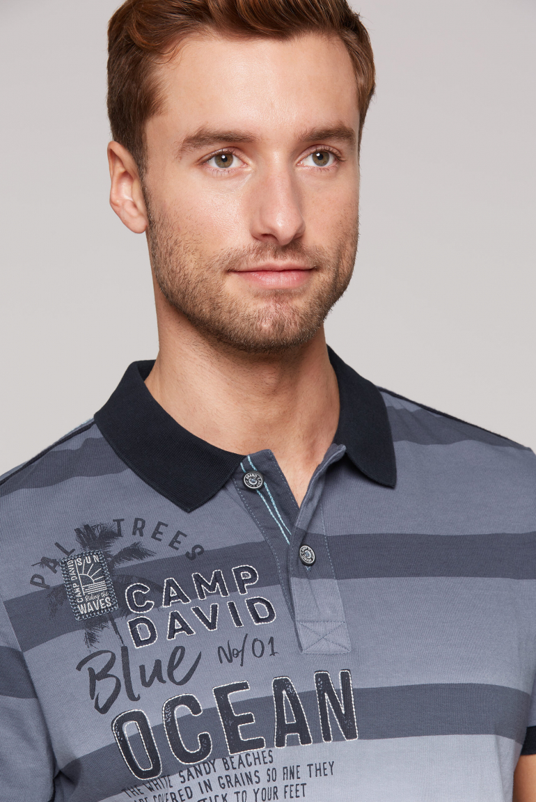 Pruhované dip dye polo tričko s artworkem loga