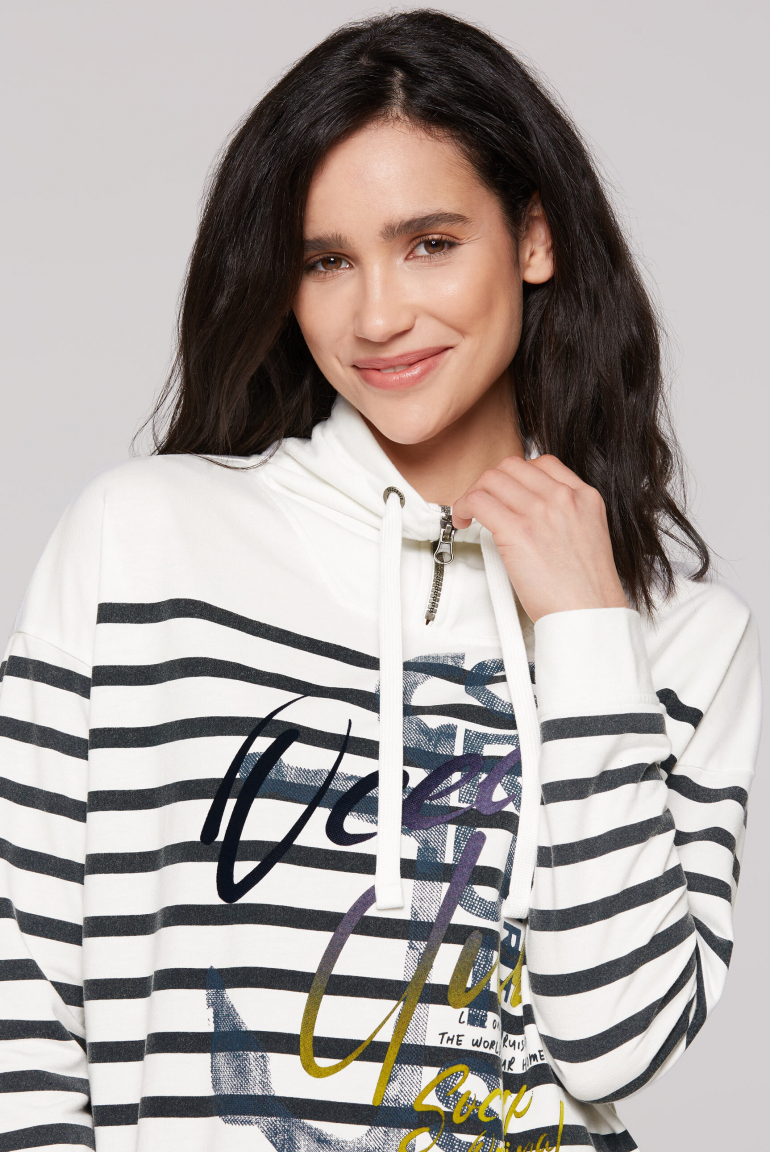 Pruhovaná mikina Troyer s flockovým potiskem