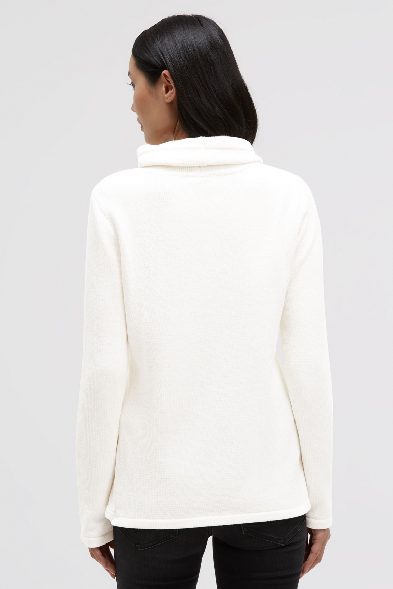 Žinylkový svetr s vysokým límcem a artworkem