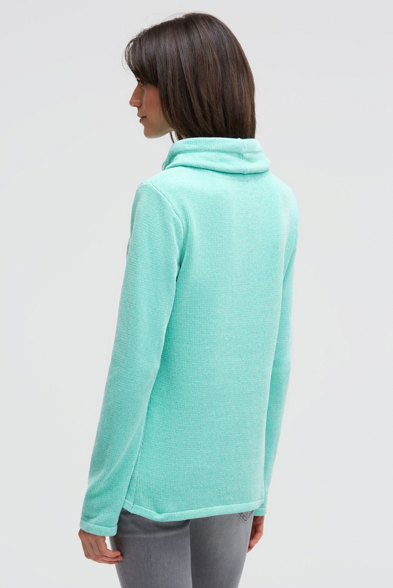 Žinylkový svetr s vysokým límcem a artworkem