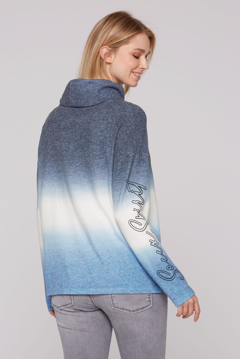 Dip Dye nadýchaný pletený svetr s vysokým límcem