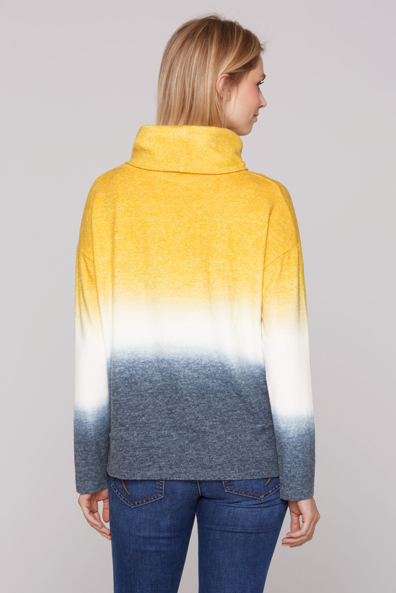 Dip Dye nadýchaný pletený svetr s vysokým límcem