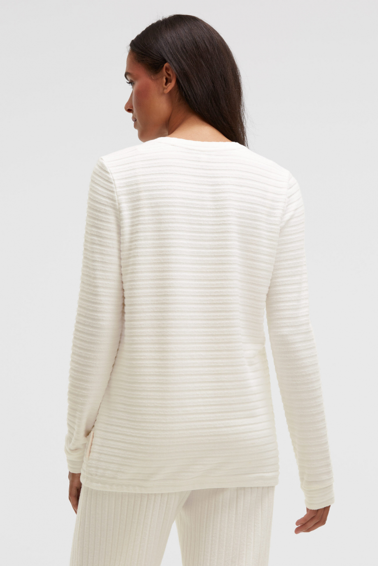 Flaušový pletený svetr s žebrovanou strukturou a elastickým lemem