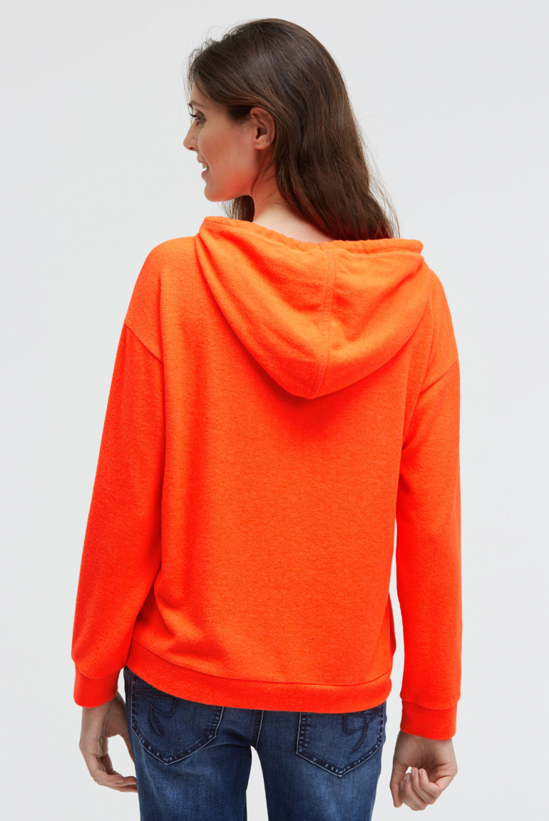 Mikina s kapucí z flaušového úpletu