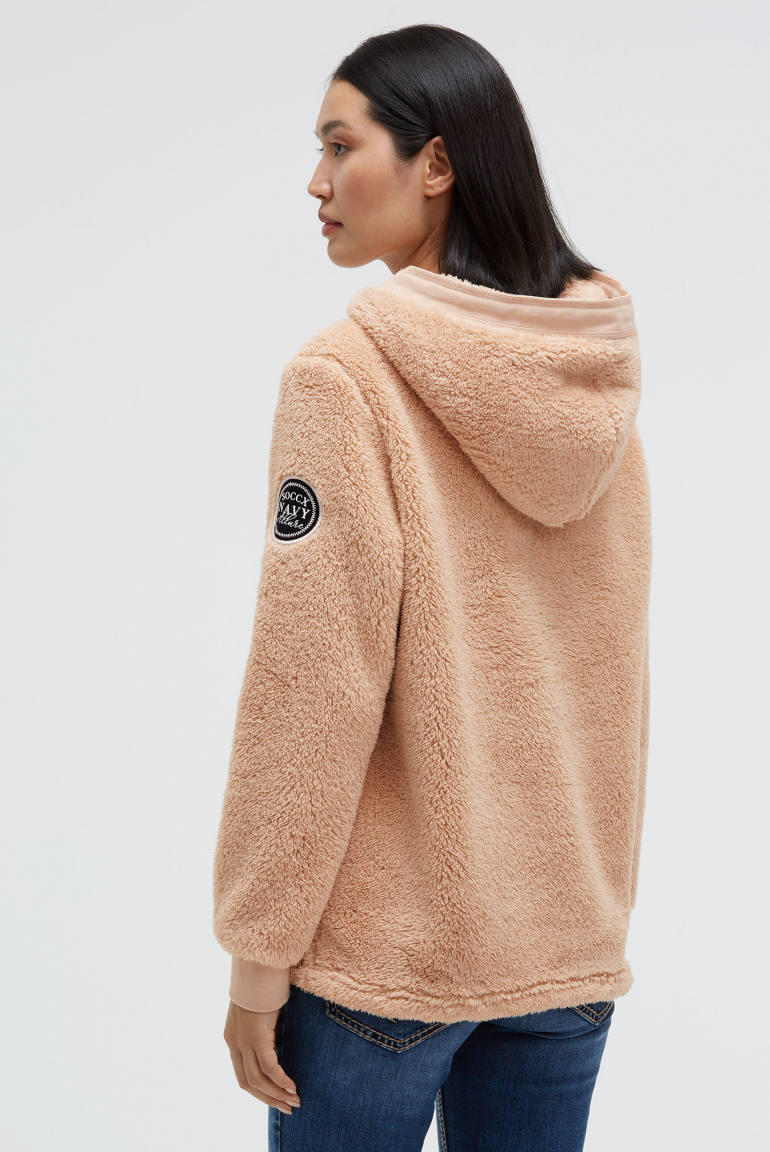 Fleecová mikina s kapucí a nášivkou