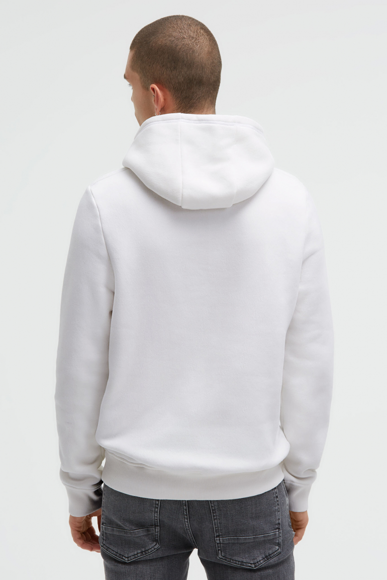 Mikina s kapucí, gumovým potiskem a pásky