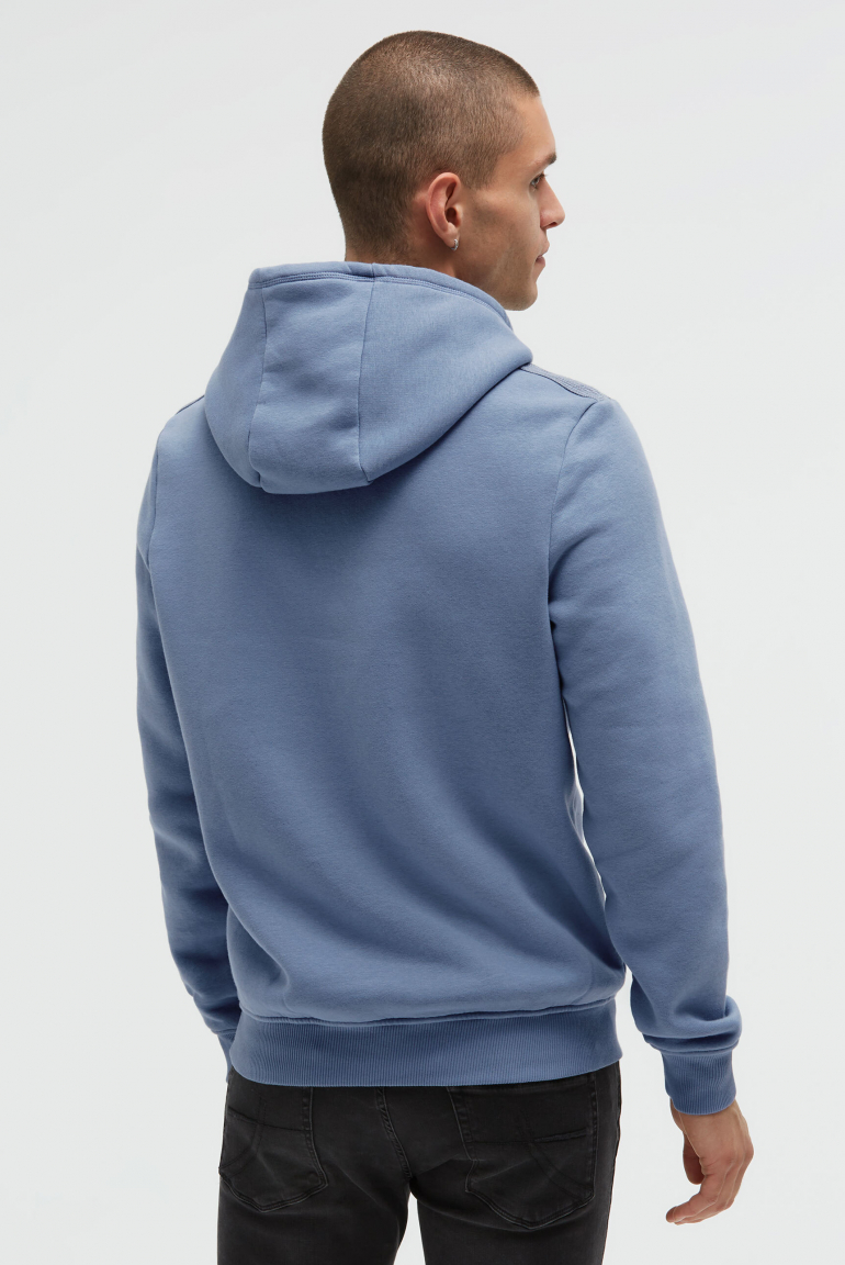 Mikina s kapucí, gumovým potiskem a pásky