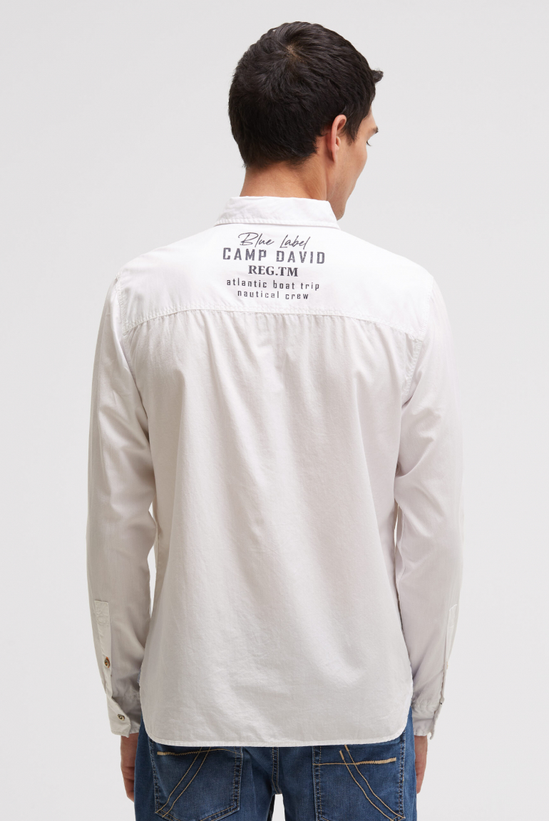 Košile s dlouhým rukávem, klopovými kapsami a potisky