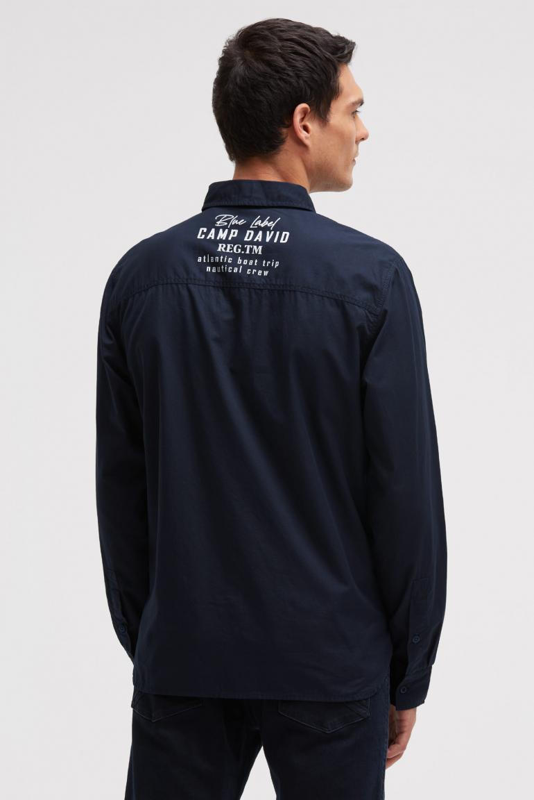 Košile s dlouhým rukávem, klopovými kapsami a potisky