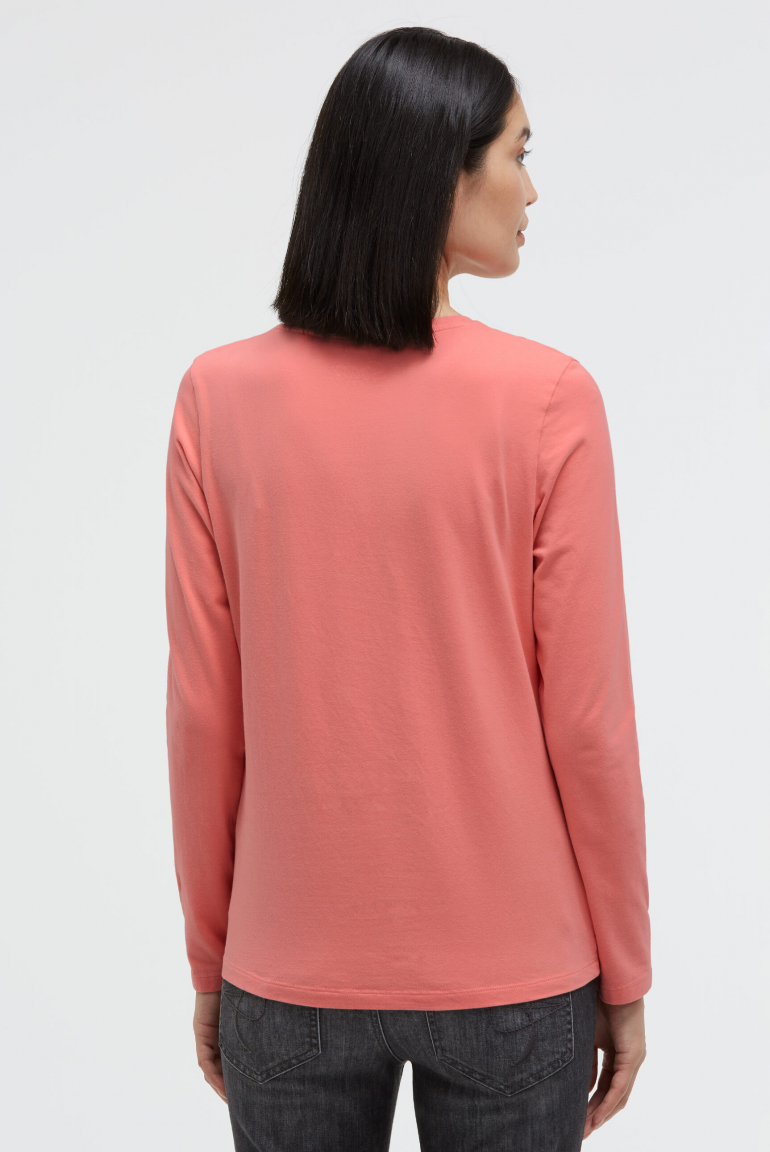 Tričko s dlouhým rukávem, výstřihem do V a tištěným nápisem