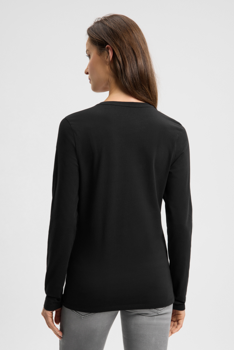 Tričko s dlouhým rukávem a kulatým výstřihem s tištěným nápisem