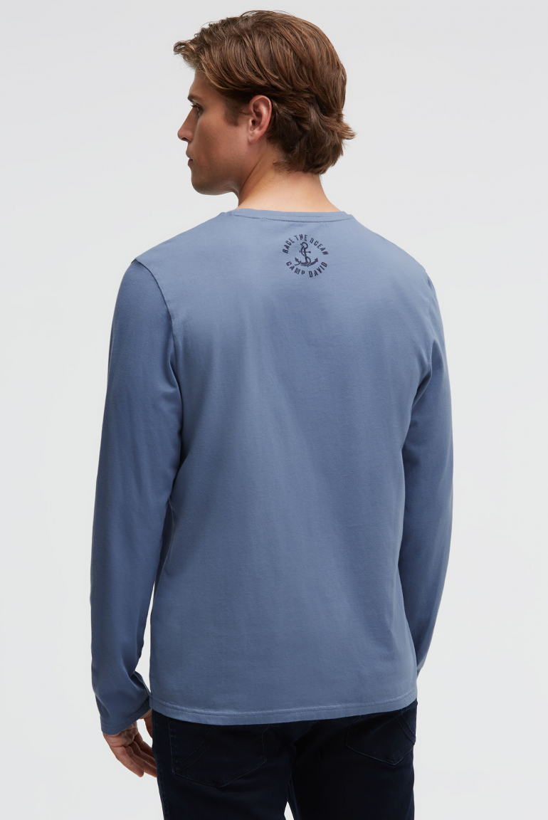 Tričko s dlouhým rukávem, gumovým potiskem a výšivkou