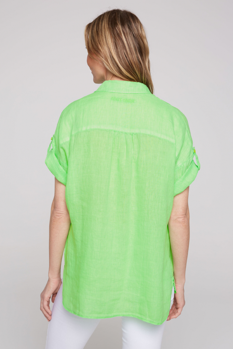 Oversized lněná halenka s výšivkou loga