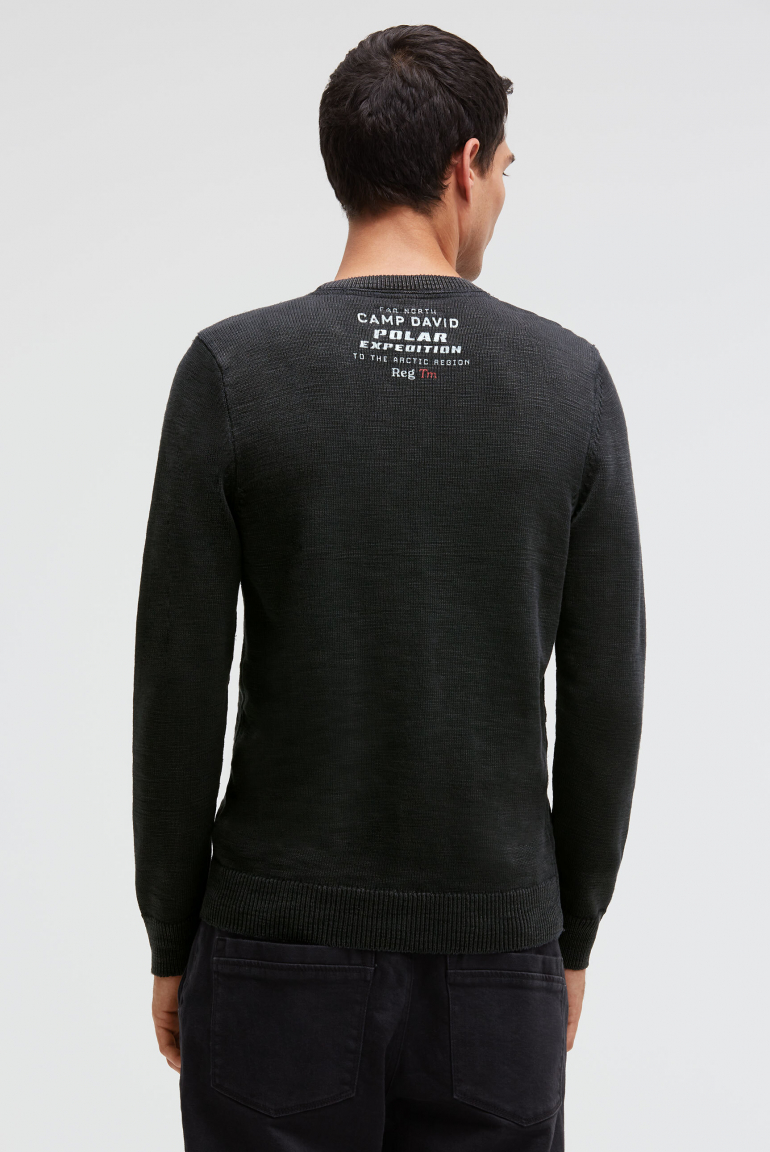 Svetr s kulatým výstřihem a potisky loga