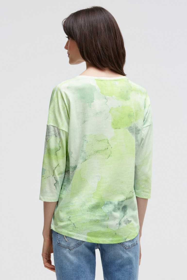 Tričko s batikovým celoplošným potiskem a 3/4 rukávy