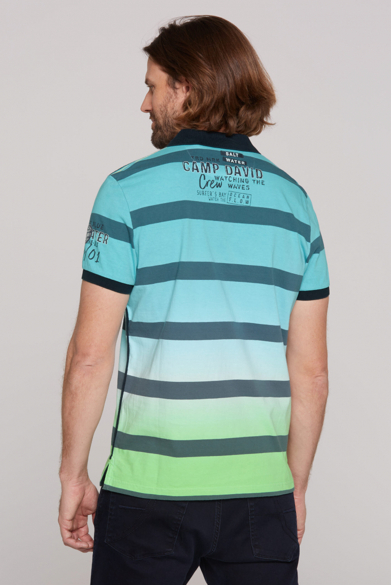 Pruhované dip dye polo tričko s artworkem loga