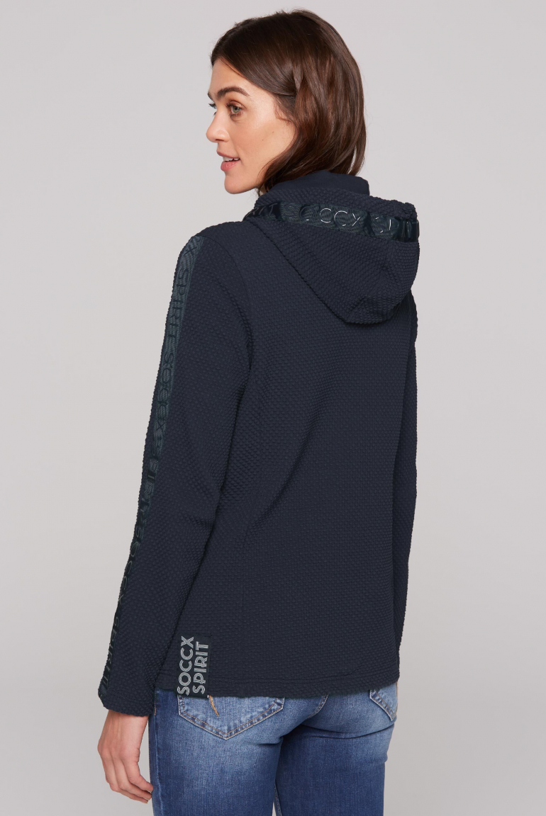 Strukturovaná tepláková bunda s kapucí a páskami s logem