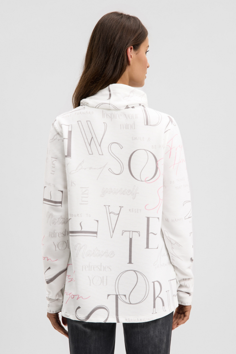 Strukturovaná mikina s vysokým límcem a artworkem