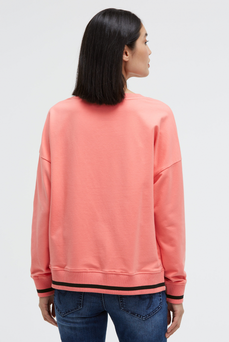 Mikina s výstřihem do V a tištěným nápisem